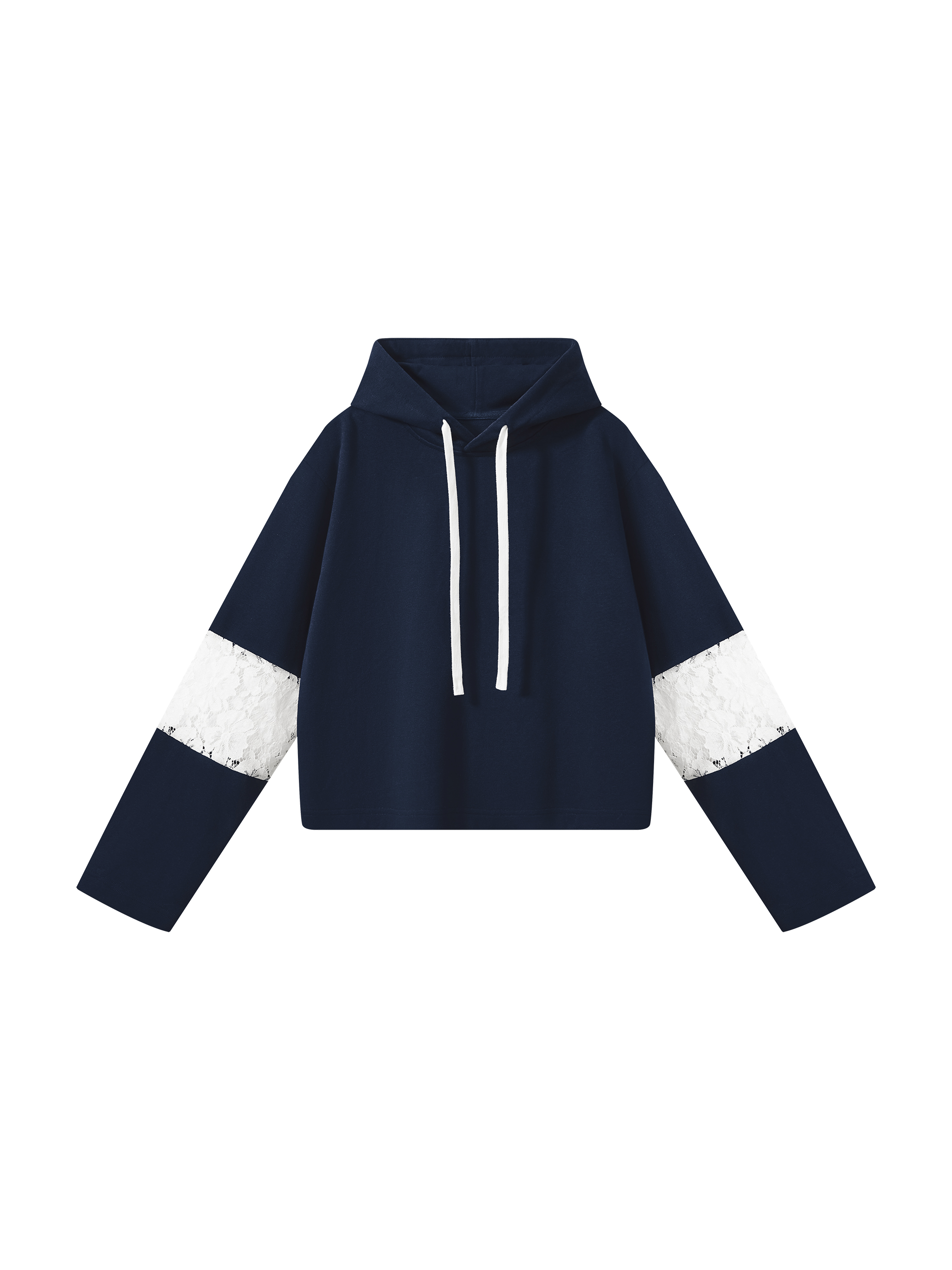 Women's Cropped Lace-Panel Hoodie #WT0236 | TAPSTITCH